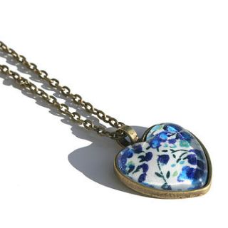 bronze heart liberty print necklace by handmade by hayley