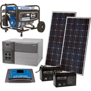 NPower™ Complete Solar Power Package with Backup Generator — 1800 Watts in Bypass Mode + 2200 Additional Generator Watts  Battery Backup Packages