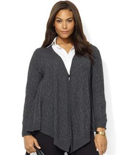 Lauren Ralph Lauren Plus Size Draped Cable Knit Cardigan   Sweaters   Plus Sizes