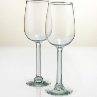a set of four recycled tulip style wine glass by exclusive roots