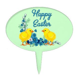 Happy Easter With Baby Chicks Cake Toppers