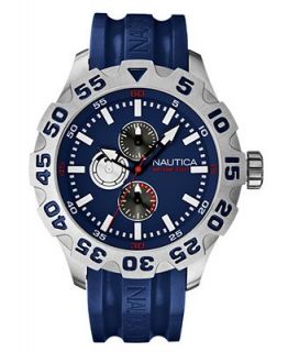 Nautica Watch, Mens Chronograph Blue Silicone Strap 50mm N15578G   Watches   Jewelry & Watches