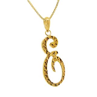 14k Goldplated Diamond cut Etched Script Initial Necklace Moise Sterling Silver Necklaces