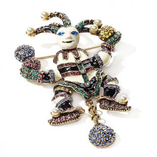 Heidi Daus "The Jeweled Jester" Enamel and Crystal Pin