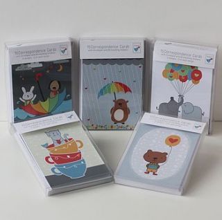 box of ten cute notecards with stickers by wink design