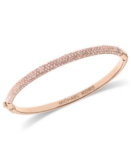 Michael Kors Rose Gold Tone Glass Pave Hinge Bangle Bracelet   Fashion Jewelry   Jewelry & Watches