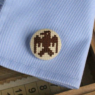 cross stitch eagle cufflinks by handstitched with love