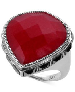 Judtih Jack Sterling Silver Ruby Jade (13 ct. t.w.) and Marcasite (2 4/5 ct. t.w.) Teardrop Ring   Fashion Jewelry   Jewelry & Watches