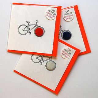 set of three reflective badge bicycle cards by spotme