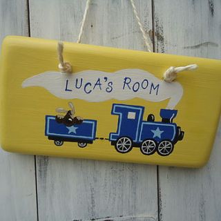 personalised train door sign by giddy kipper