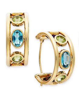 10k Gold Earrings, Multistone Hoop Earrings (3 1/4 ct. t.w.)   Earrings   Jewelry & Watches