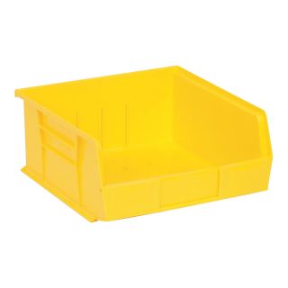Quantum Storage Heavy Duty Stacking Bins — 10 7/8in. x 11in. x 5in. Size, Yellow, Carton of 6  Ultra Stack   Hang Bins