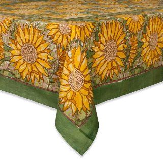 Couleur Nature Sunflower Tablecloth, 71 inches by 128 inches, Yellow/Green  