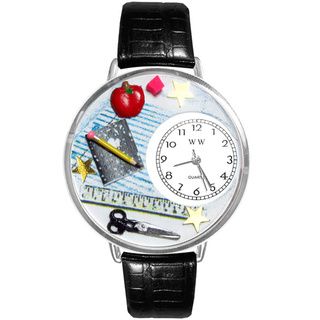 Whimsical Women's Teacher Theme Black Skin Leather Watch Whimsical Women's Whimsical Watches