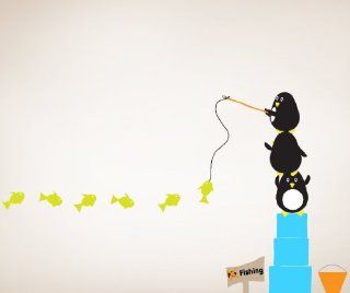 Wall Decal Vinyl Sticker Three Penguins Fishing MM127   Other Products  