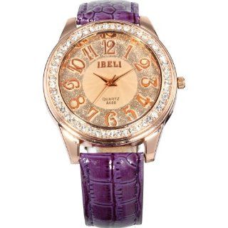 AMPM24 Fashion Bling Crystal Women Lady Girl Analog Purple Leather Quartz Watch Gift WAA248 Watches
