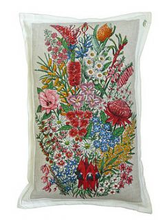 vintage floral linen cushion by clare carter designs