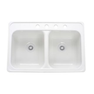 Deluxe 33 x 22 Designer Double Bowl Self Rimming Kitchen Sink