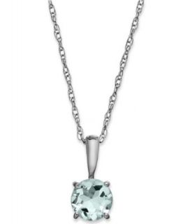 10k White Gold Necklace, Aquamarine Round Stud Pendant (3/8 ct. t.w.)   Necklaces   Jewelry & Watches