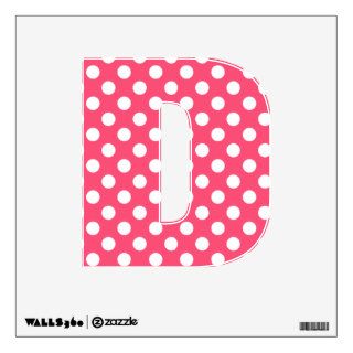Pink & White Polka Dot Letter D Wall Decal