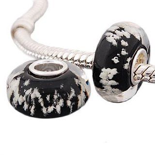 Hidden Gems (S123) Sterling Silver Single Core Glass Bead, Charm Bead will fit Pandora/Troll/Chamilia Style Charm Bracelets. Jewelry