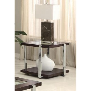 Cyprus Contemporary Chrome/ Glass End Table Coffee, Sofa & End Tables