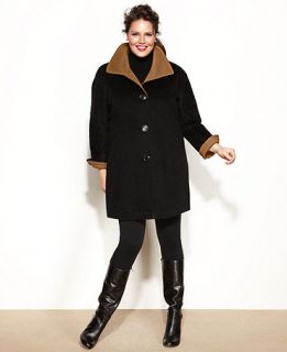 Ellen Tracy Plus Size Wool Blend Colorblock Walker Coat   Coats   Women