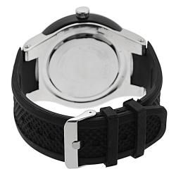 Black Geneva Platinum Men's Rhinestone accented Silicone Watch Geneva Men's Geneva Watches