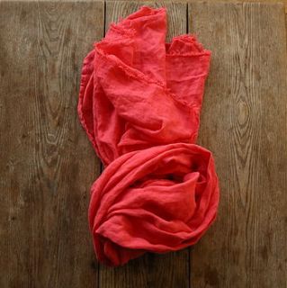 pure linen handmade scarf garza red tones by linenme