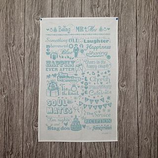 'busy being mr and mrs' tea towel by busy being