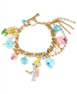 Betsey Johnson Antique Gold Tone Multi Charm Bow Pendant Necklace   Fashion Jewelry   Jewelry & Watches