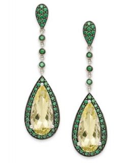Arabella Sterling Silver Earrings, Green Swarovski Zirconia Drop Earrings (11 9/10 ct. t.w.)   Earrings   Jewelry & Watches
