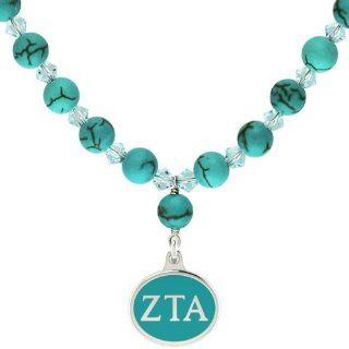 Zeta Tau Alpha Silver Sorority Jewelry   Turquoise Drop Necklace Jewelry