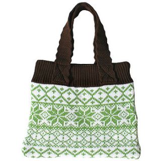 fairisle knitted shoulder bag by handmade by hayley
