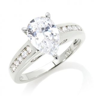 2.63ct Absolute™ Pear Solitaire and Round Channel Set Gallery Ring
