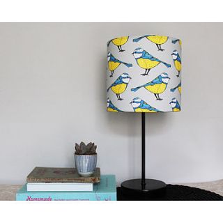 handmade bold blue tit lampshade by martha and hepsie