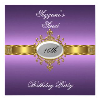 Purple Birthday Party Glamour Hot Sweet 16 Custom Invitation