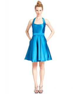 JS Boutique Dress, Sleeveless Pleat Halter A Line   Dresses   Women