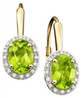 14k Gold Earrings, Peridot (1 3/4 ct. t.w.) and Diamond Accent   Earrings   Jewelry & Watches