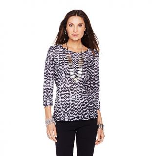 MarlaWynne "Illusion" Reversible Print Mesh Pullover