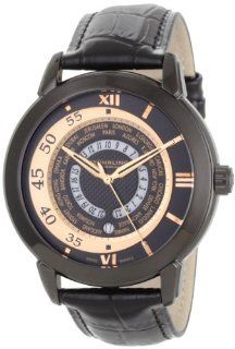 Stuhrling Original Men's 118B.335541 Classic World Traveler Swiss Quartz Black Dial Watch Watches