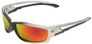 Edge Eyewear SKAP119 Kazbek Safety Glasses, Black with Aqua Precision Red Mirror Lens   Safety Sunglasses  