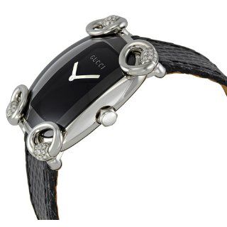 GUCCI Women's YA117505 117 Horsebit Collection Diamond Black Lizard Watch Watches