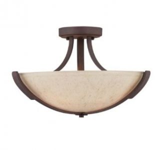 Savoy House 6 5433 3 117 Semi Flush with Hand Painted Cream Shades, Heritage Bronze Finish   Close To Ceiling Light Fixtures  