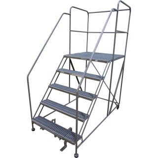 Cotterman Rolling Work Platform — 800-Lb. Capacity, 36in. x 36in. Work Platform, 5 Step, Model# D055005804  Rolling Ladders   Platforms