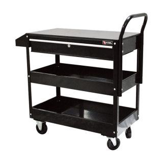 Excel Rolling Tool Cart with Locking Drawer — 300-Lb. Capacity, Model# TC301C-BLACK  Work Carts