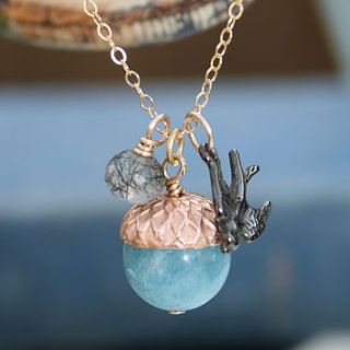 gold acorn and ite charm pendant by beau & arrow