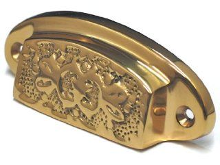 Cal Crystal VB 116 US3 Polished Brass Vintage Brass 2 3/4" Center to Center Vintage Cup Pull from the Vintage Brass Collection   Cabinet And Furniture Pulls  