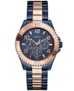 GUESS Watch, Womens Rose Gold Tone and Blue Bracelet 40mm U0231L6   Watches   Jewelry & Watches
