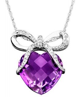 14k White Gold Pendant, Amethyst (5 1/3 ct. t.w.) and Diamond Accent Bow   Necklaces   Jewelry & Watches